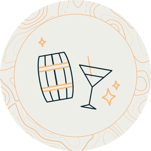 Icone cocktail et fût de chêne