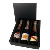 coffret luxe contenant 3 demi bouteilles de champagne
